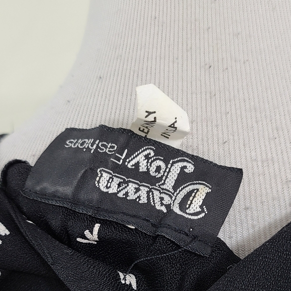 Vintage Dawn Joy peplum dress black and white abstract size 9 - Picture 5 of 6